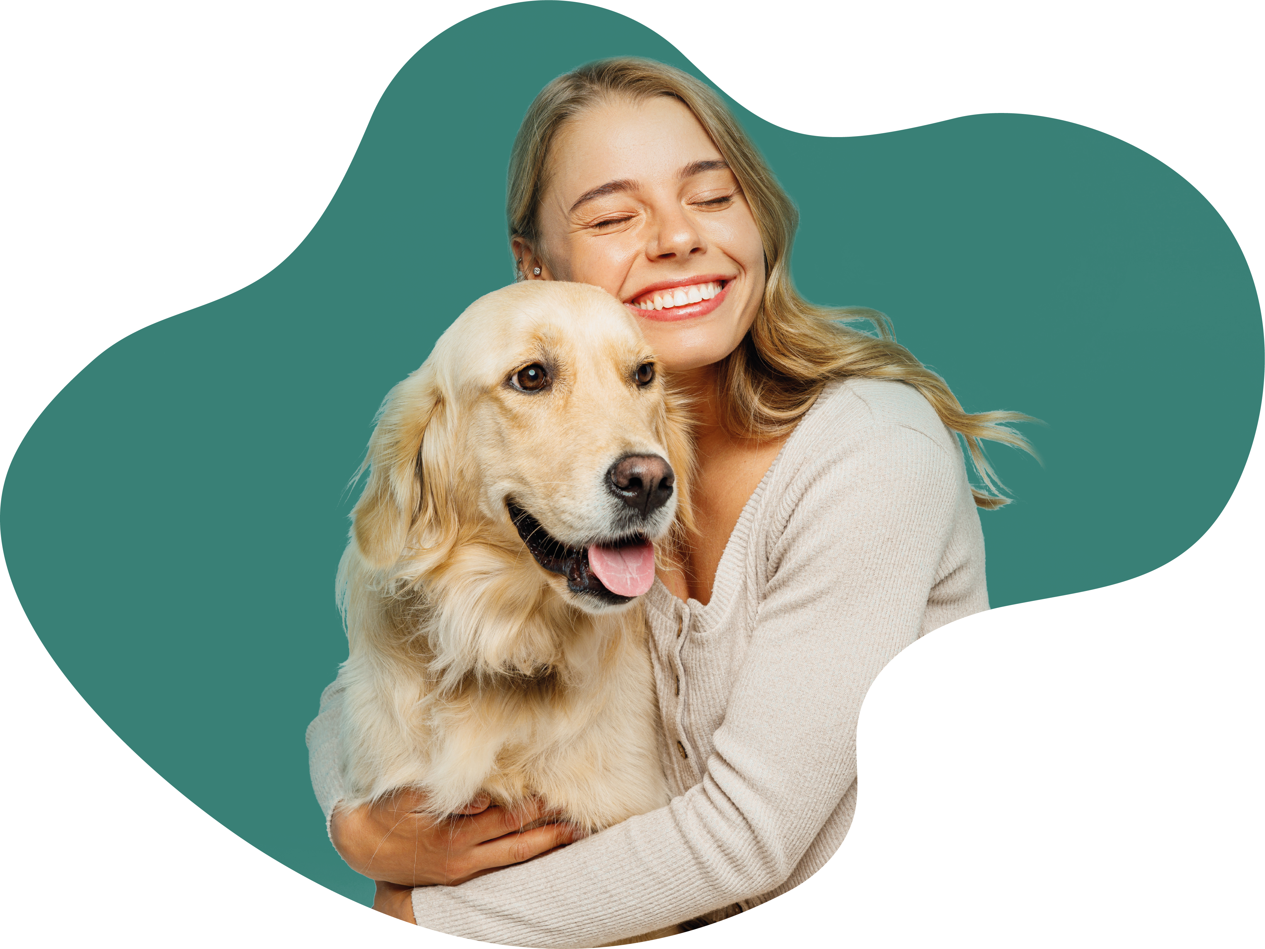 Szczęśliwa właścicielka z psem - aplikacja Spacer